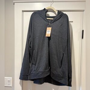 NEW Asics Men's Dark Gray Hooded Half-Zip Sweater 3XL